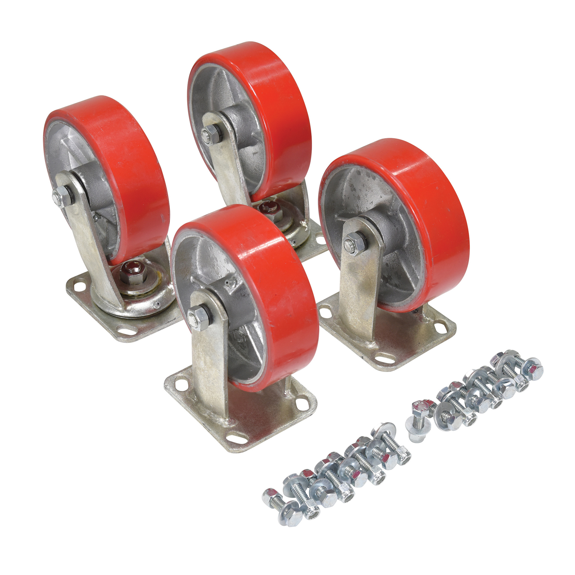 Vestil Caster Kit - 6in., 2 Rigid & 2 Swivel Casters, Heavy-Duty, Model# D-CK4-PU6-2